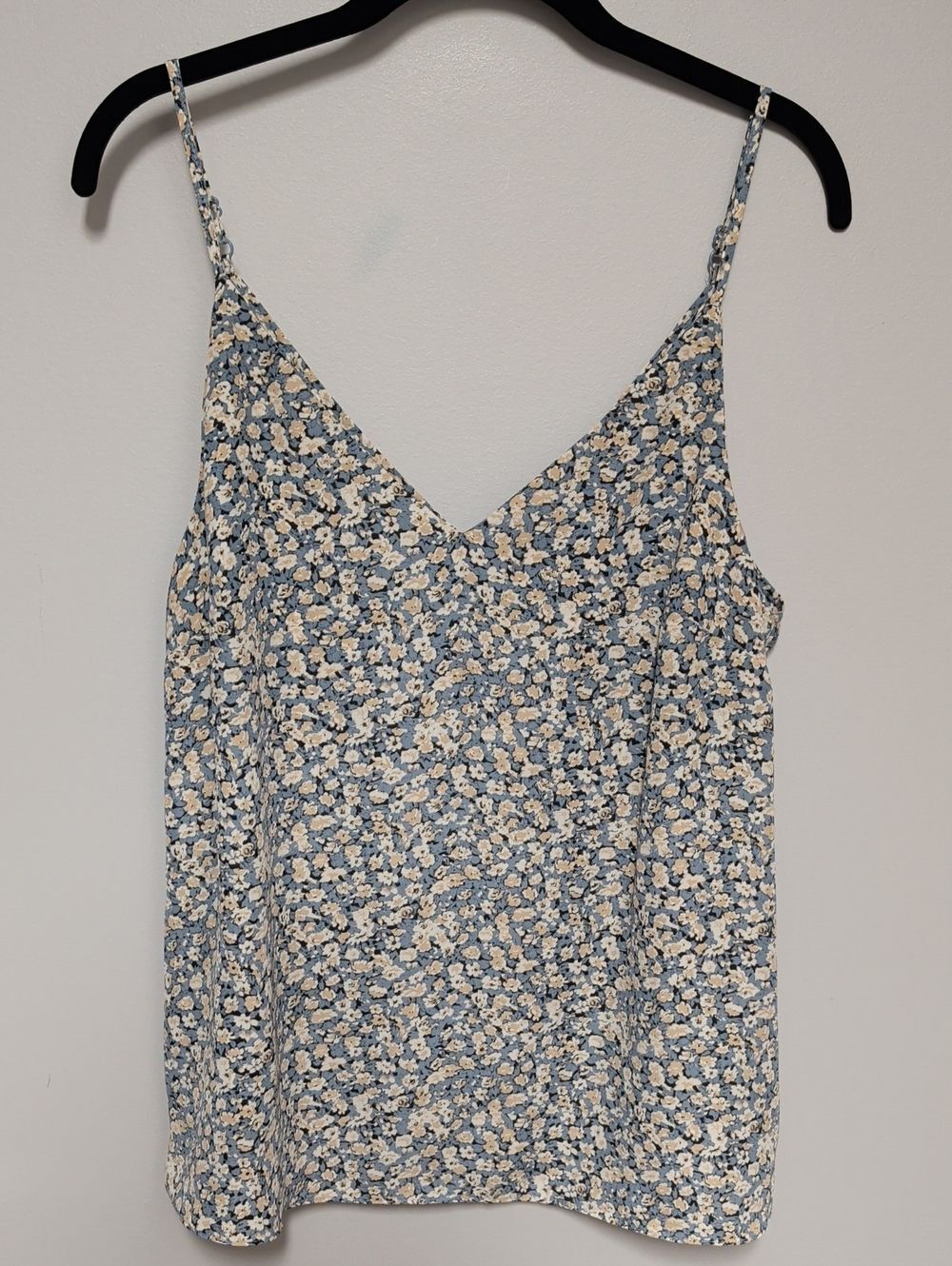 Primark Blue Floral V-Neck Cami with Cream Accents